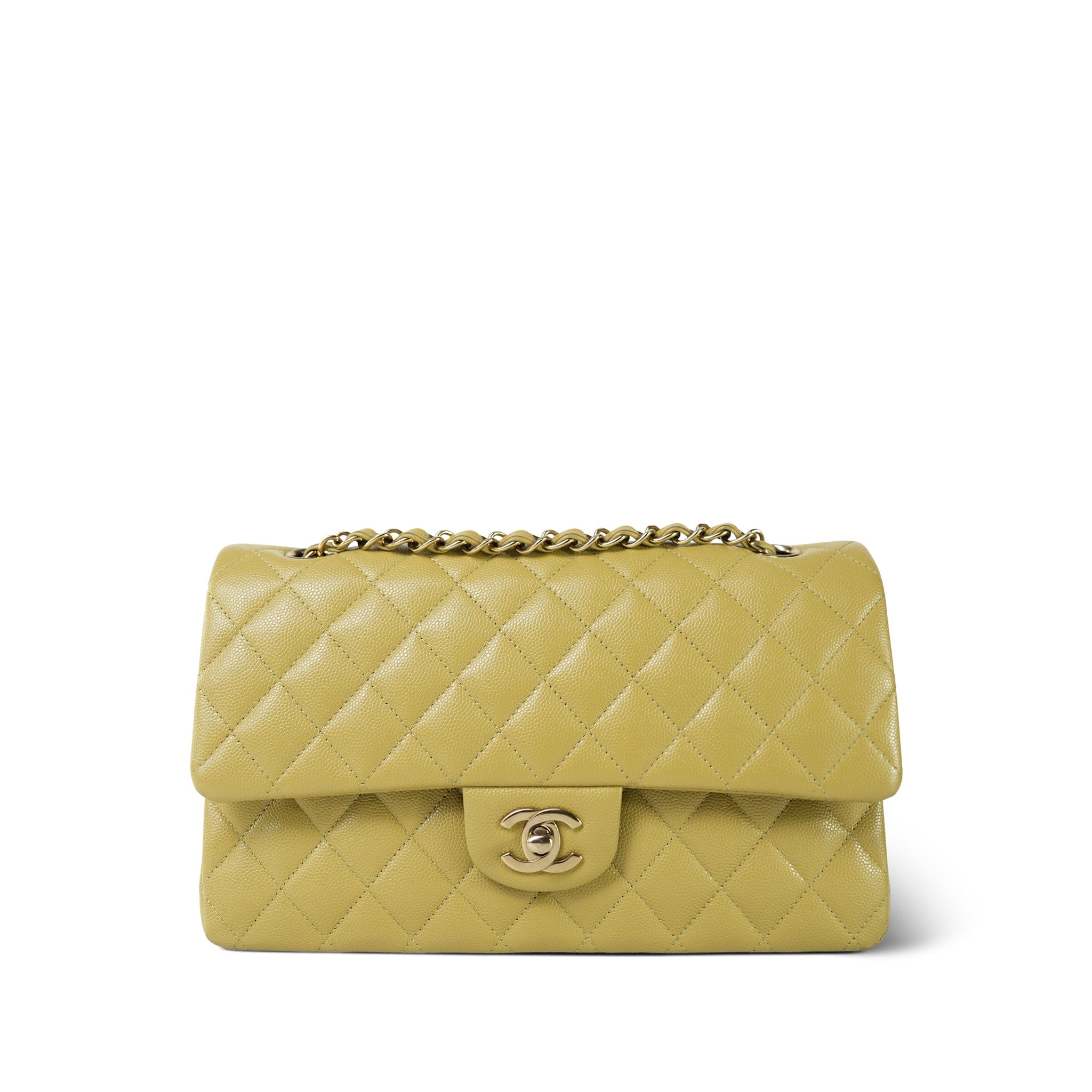 Pistachio Green Caviar Quilted Classic Flap Medium LGHW – REDELUXE