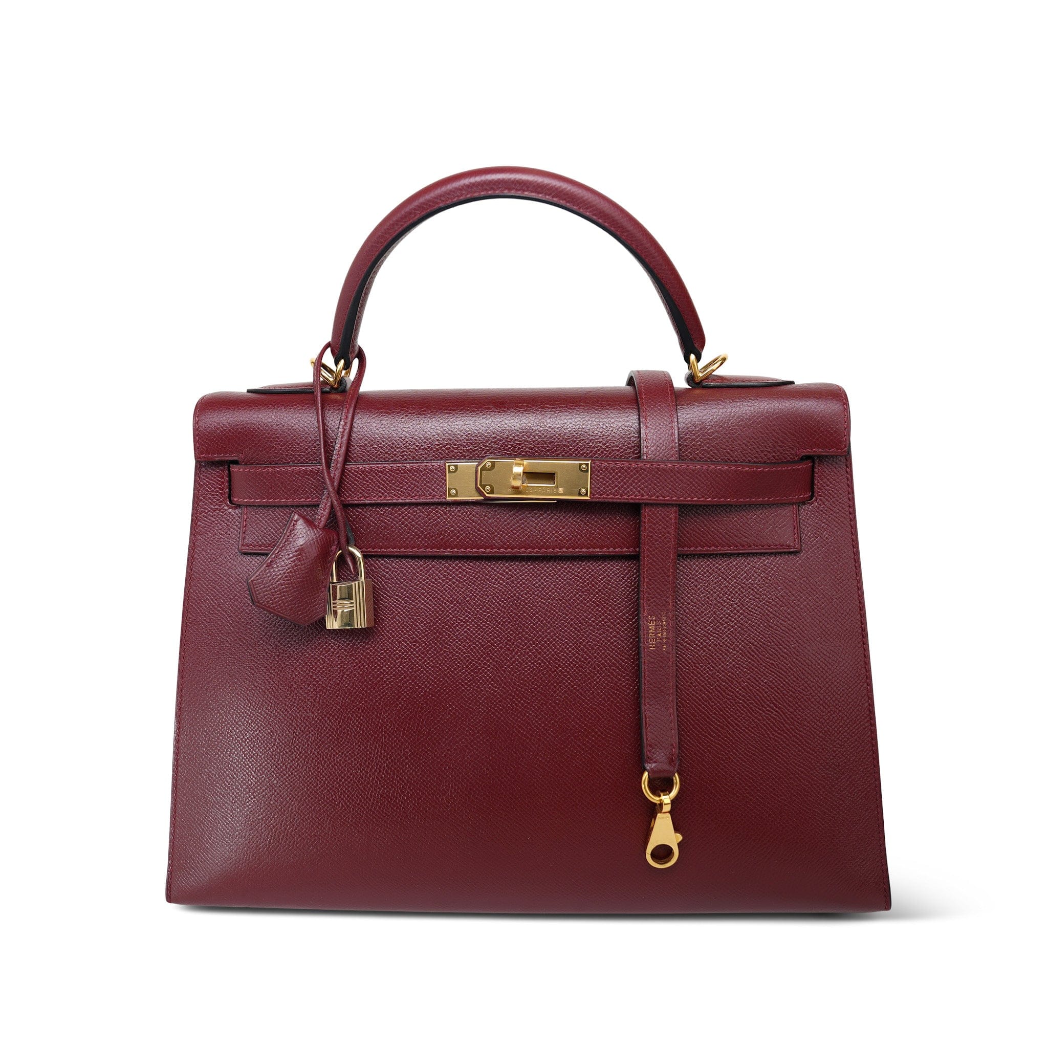 Kelly Sellier 32 Rouge H Courchevel Gold Plated D Square Stamp