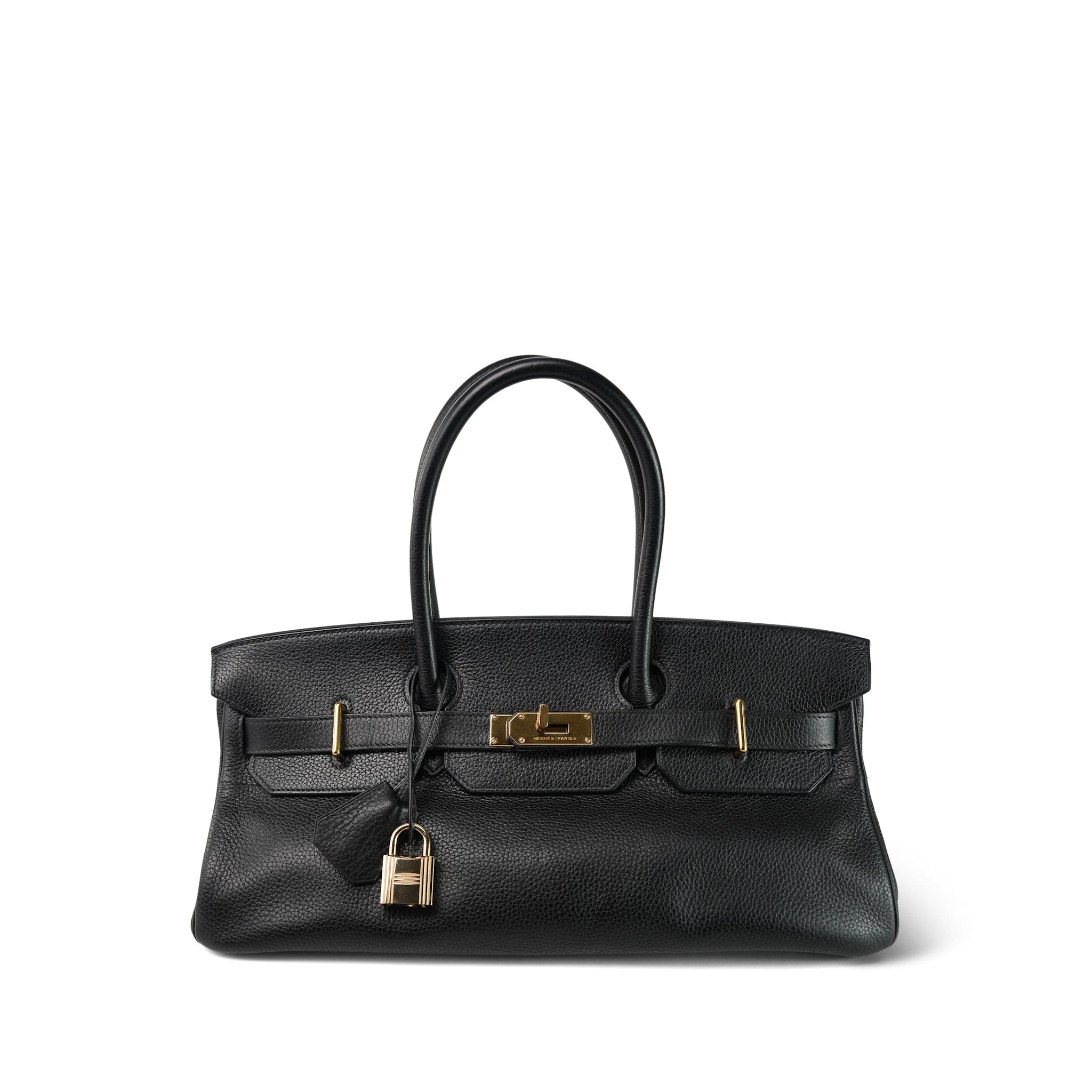 HERMES ブラックレザー手袋 ゴールド金具付き HERMES ブラックレザー手袋 ゴールド金具付き