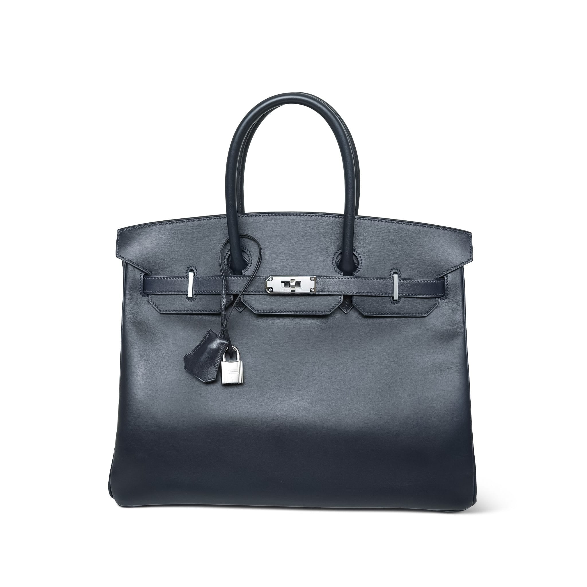 Hermès Black Leather Bag with Dark Navy Label 70424 auth HERMES Nuit blue Togo leather BIRKIN 30 Bag Rose  main image 2