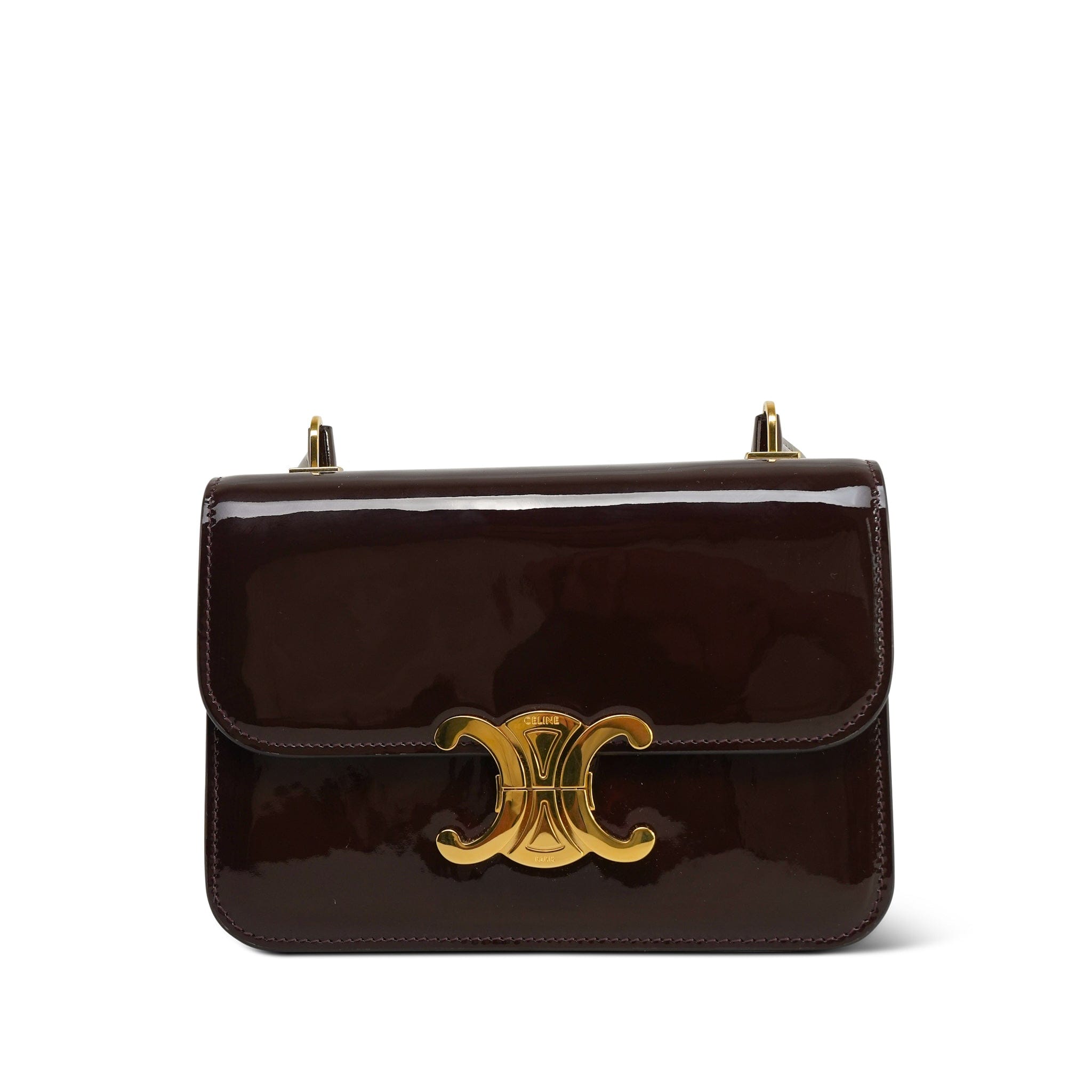 CELINE ケース ダークブラウン Celine Dark Brown Patent Teen Garrance – REDELUXE