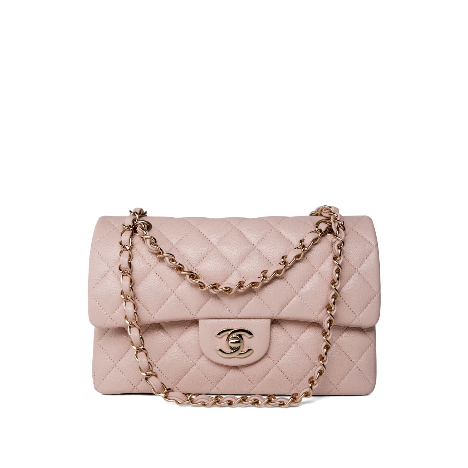 21C Rose Clair Caviar Quilted Classic Flap Small LGHW – REDELUXE