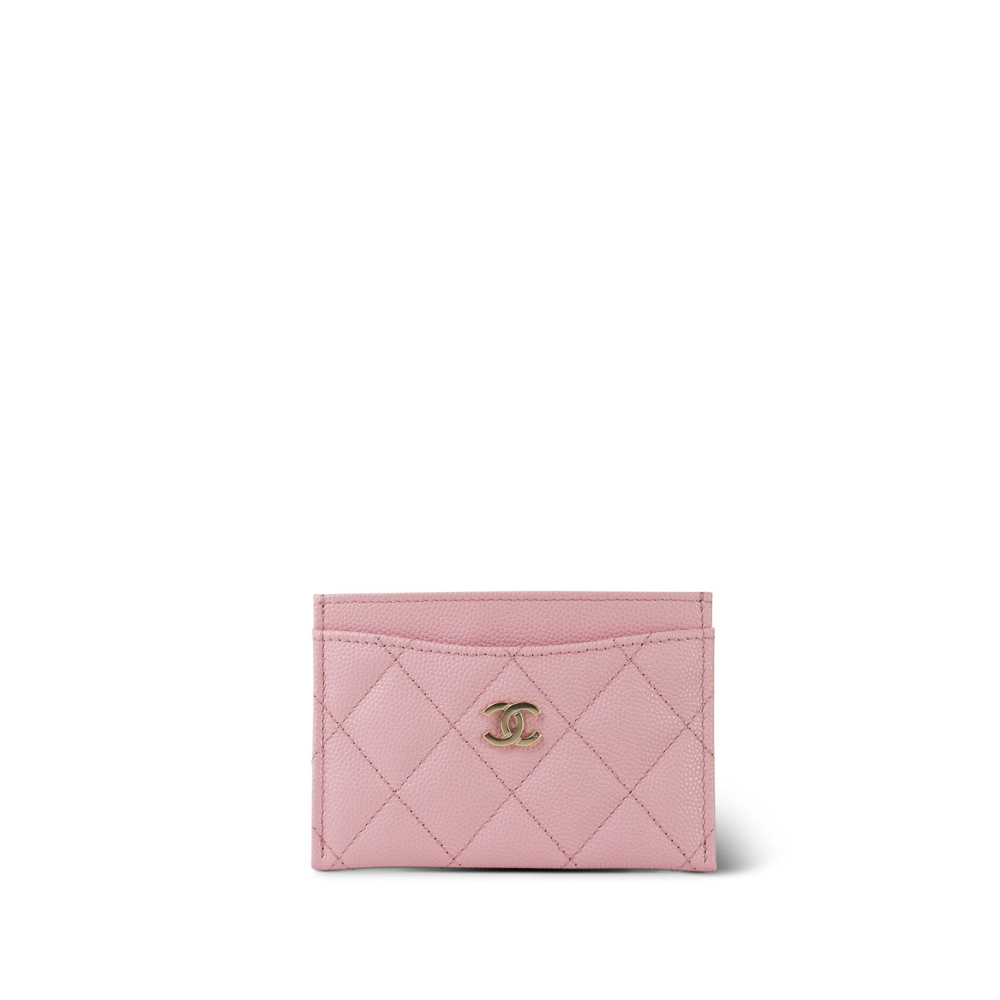 22C Light Pink Caviar Quilted Classic Card Holder LGHW – REDELUXE