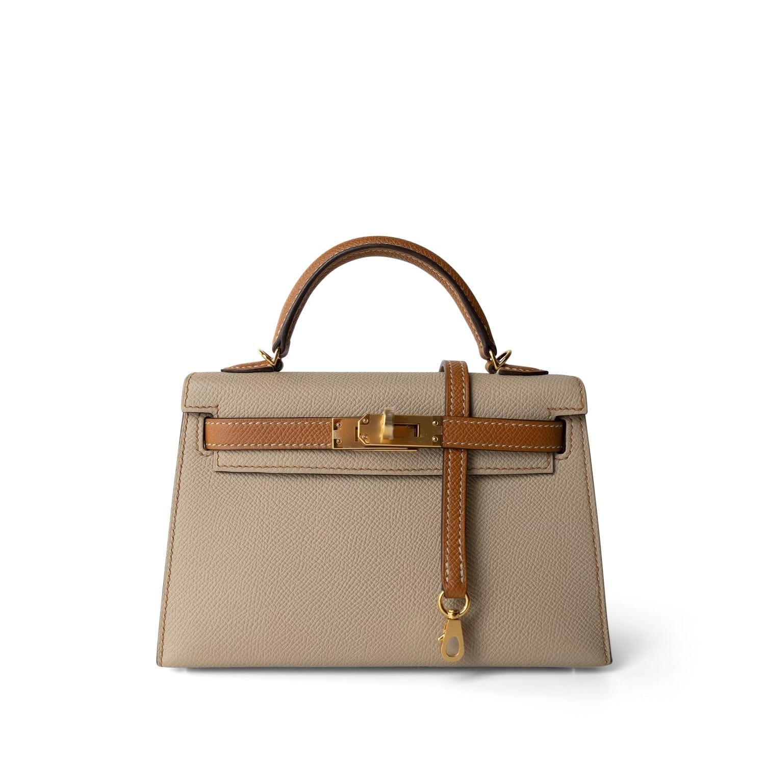 Mini Kelly Sellier Trench/Gold Epsom Gold Plated Y Stamp Horseshoe