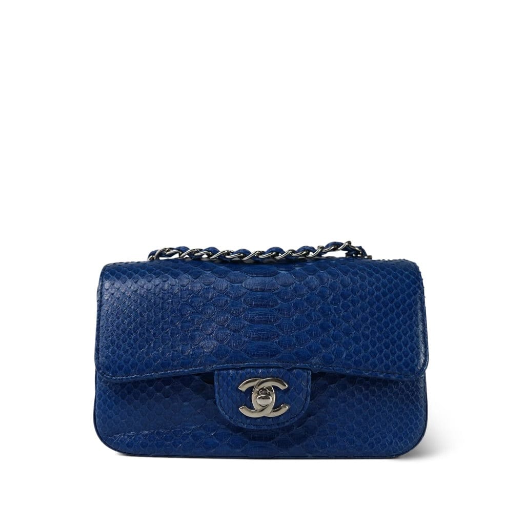 Blue Python Mini Rectangular Flap Silver Hardware – REDELUXE