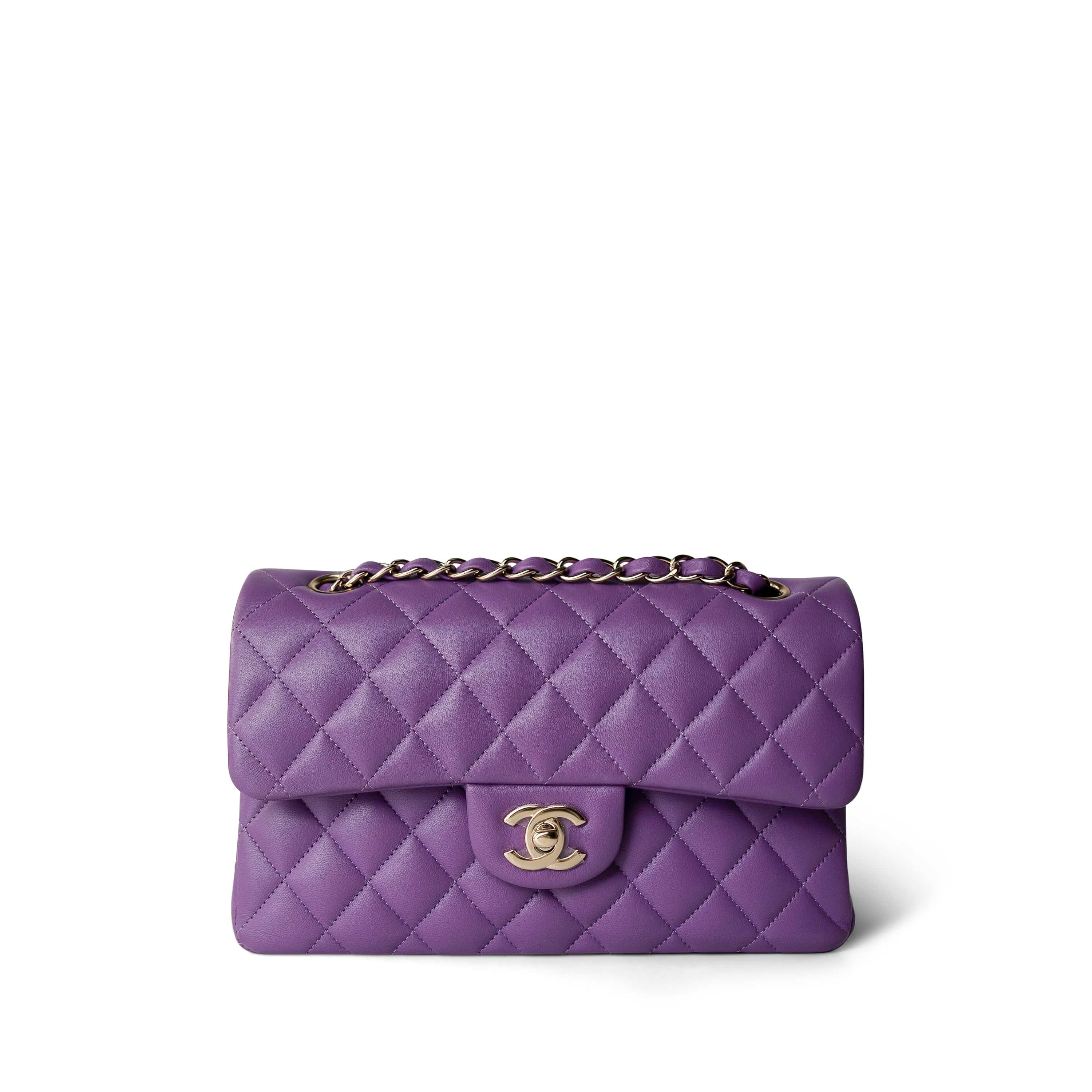 CHANEL カシミヤ手袋 パープル 22P Purple Lambskin Quilted Classic Flap Small LGHW – REDELUXE