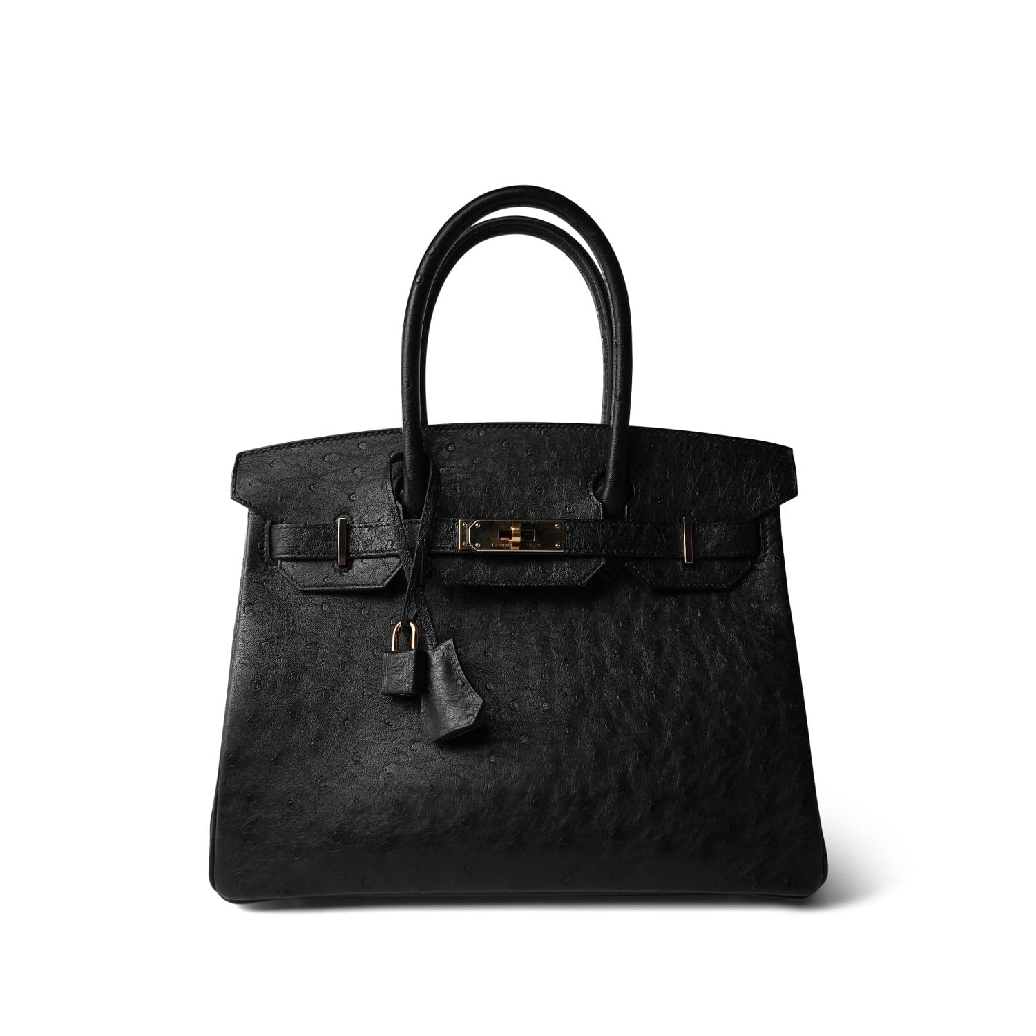 Birkin 30 Noir Ostrich Rose Gold Plated Z Stamp – REDELUXE
