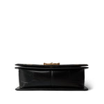 CHANEL 19A Old Medium Le Boy Black and Gold Crocodile Embossed Graffiti - Redeluxe