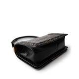 CHANEL 19A Old Medium Le Boy Black and Gold Crocodile Embossed Graffiti - Redeluxe