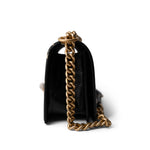 CHANEL 19A Old Medium Le Boy Black and Gold Crocodile Embossed Graffiti - Redeluxe