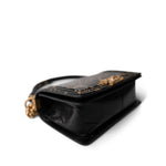 CHANEL 19A Old Medium Le Boy Black and Gold Crocodile Embossed Graffiti - Redeluxe