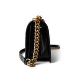 CHANEL 19A Old Medium Le Boy Black and Gold Crocodile Embossed Graffiti - Redeluxe