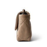 CHANEL 21S Dark Beige Lambskin Quilted 19 Flap Small Mixed Hardware - Redeluxe