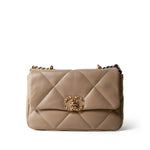 CHANEL 21S Dark Beige Lambskin Quilted 19 Flap Small Mixed Hardware - Redeluxe