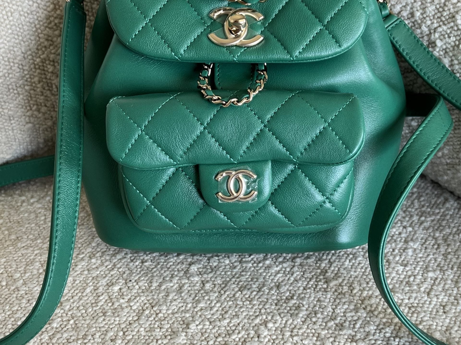 CHANEL Backpack 22A Green Leather Duma Backpack Small LGHW - Redeluxe