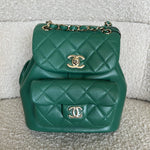 CHANEL Backpack 22A Green Leather Duma Backpack Small LGHW - Redeluxe