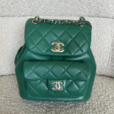 CHANEL Backpack 22A Green Leather Duma Backpack Small LGHW - Redeluxe