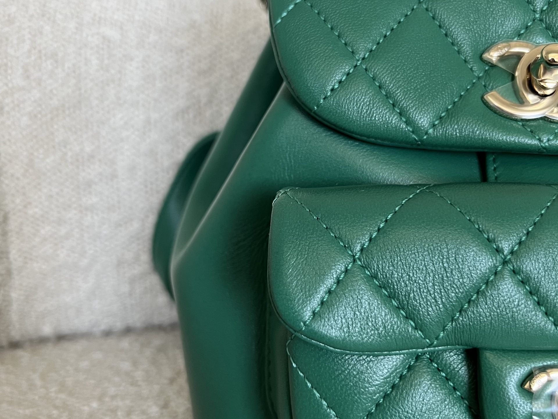 CHANEL Backpack 22A Green Leather Duma Backpack Small LGHW - Redeluxe