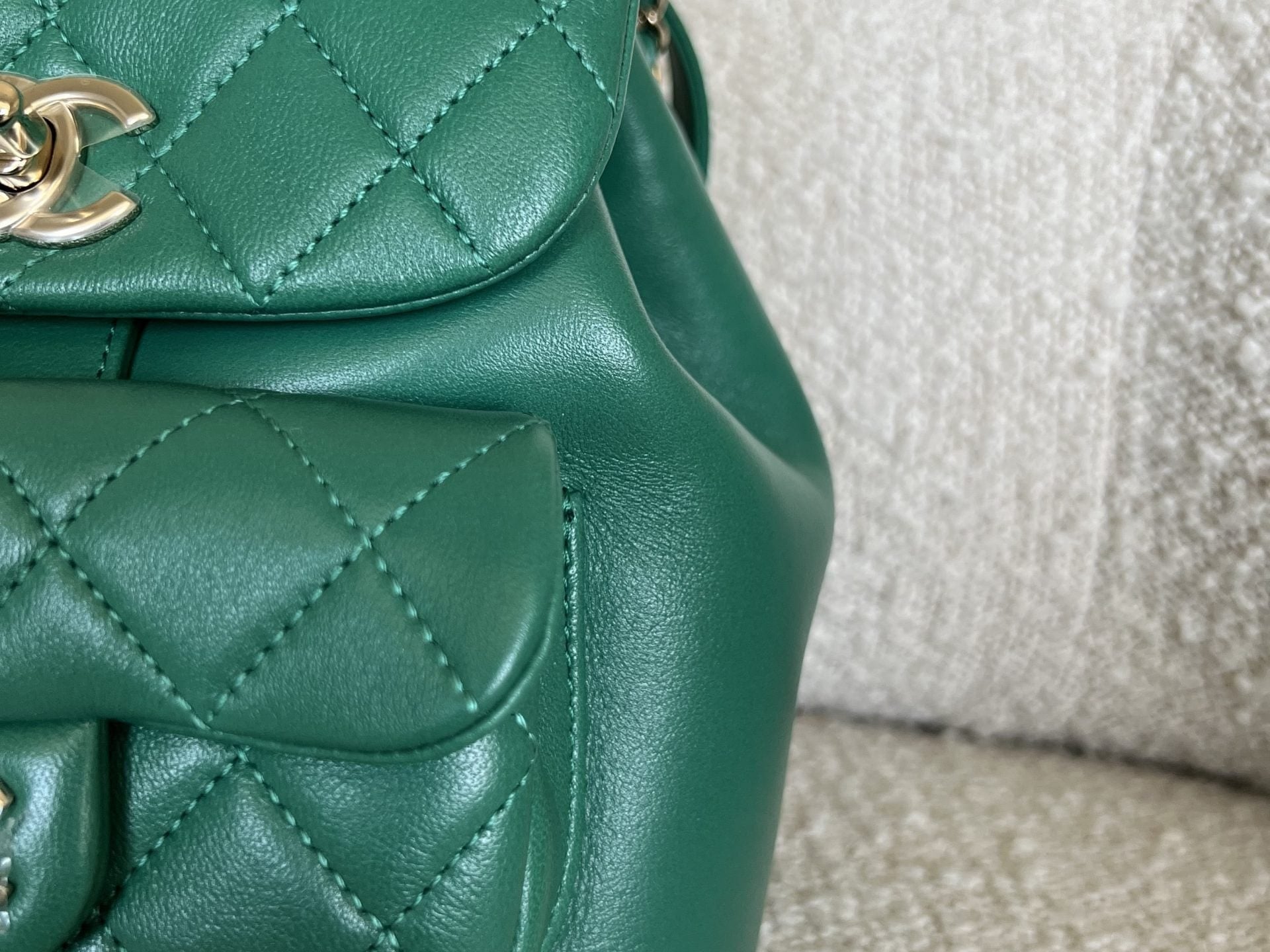 CHANEL Backpack 22A Green Leather Duma Backpack Small LGHW - Redeluxe