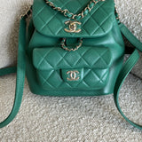 CHANEL Backpack 22A Green Leather Duma Backpack Small LGHW - Redeluxe