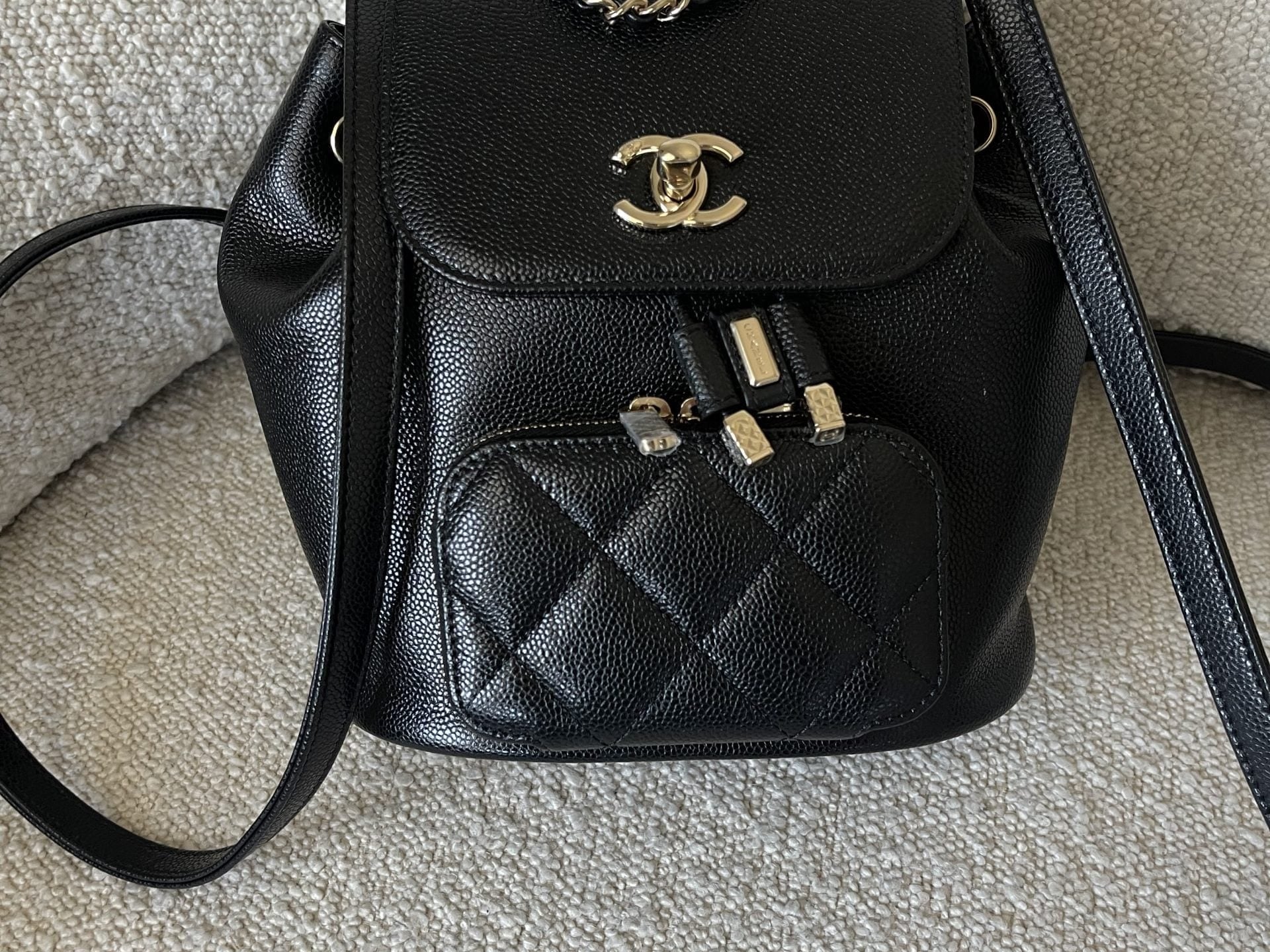 CHANEL Backpack 22B Black Caviar Backpack Small (Updated Size) LGHW - Redeluxe