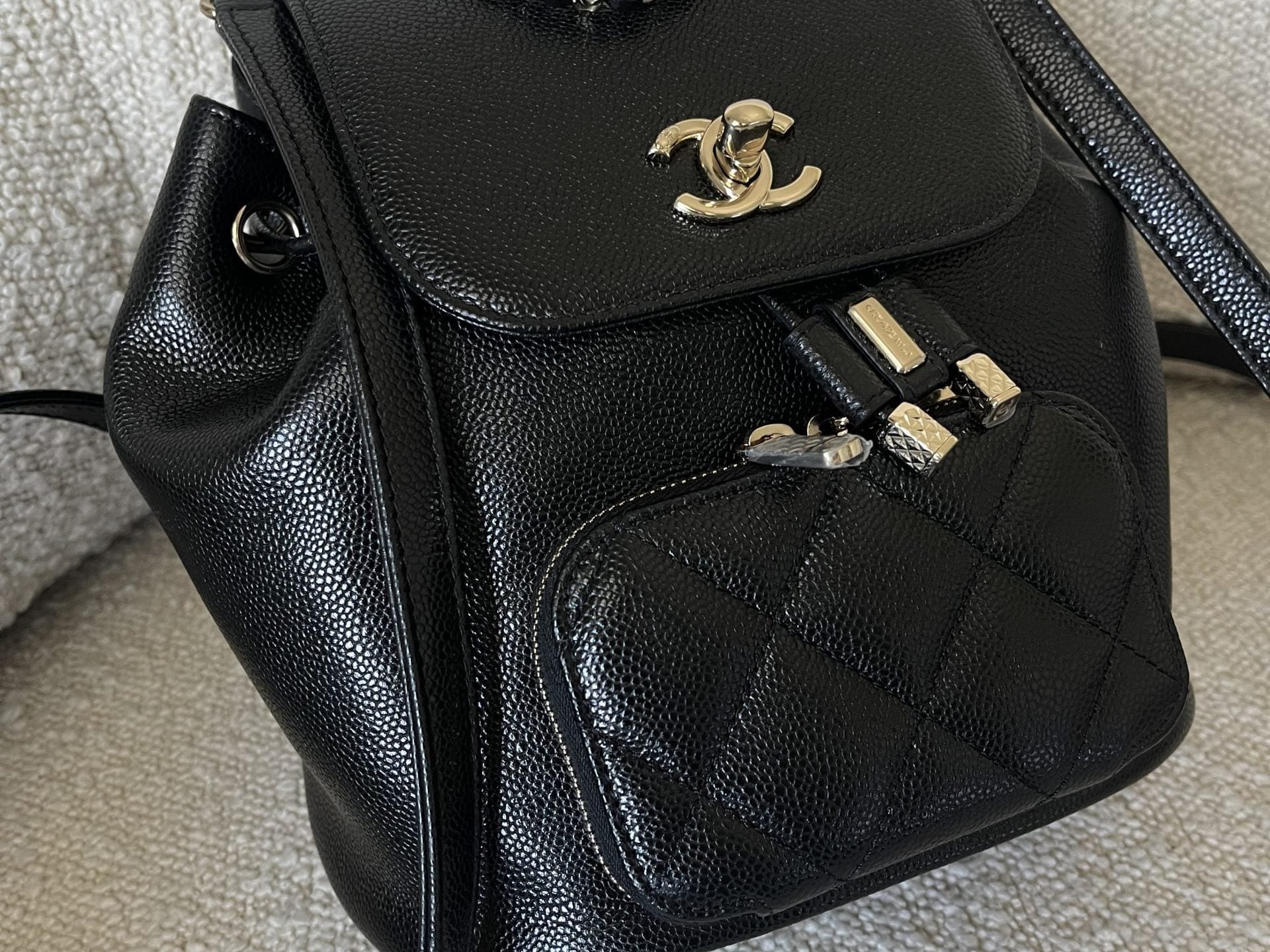 CHANEL Backpack 22B Black Caviar Backpack Small (Updated Size) LGHW - Redeluxe
