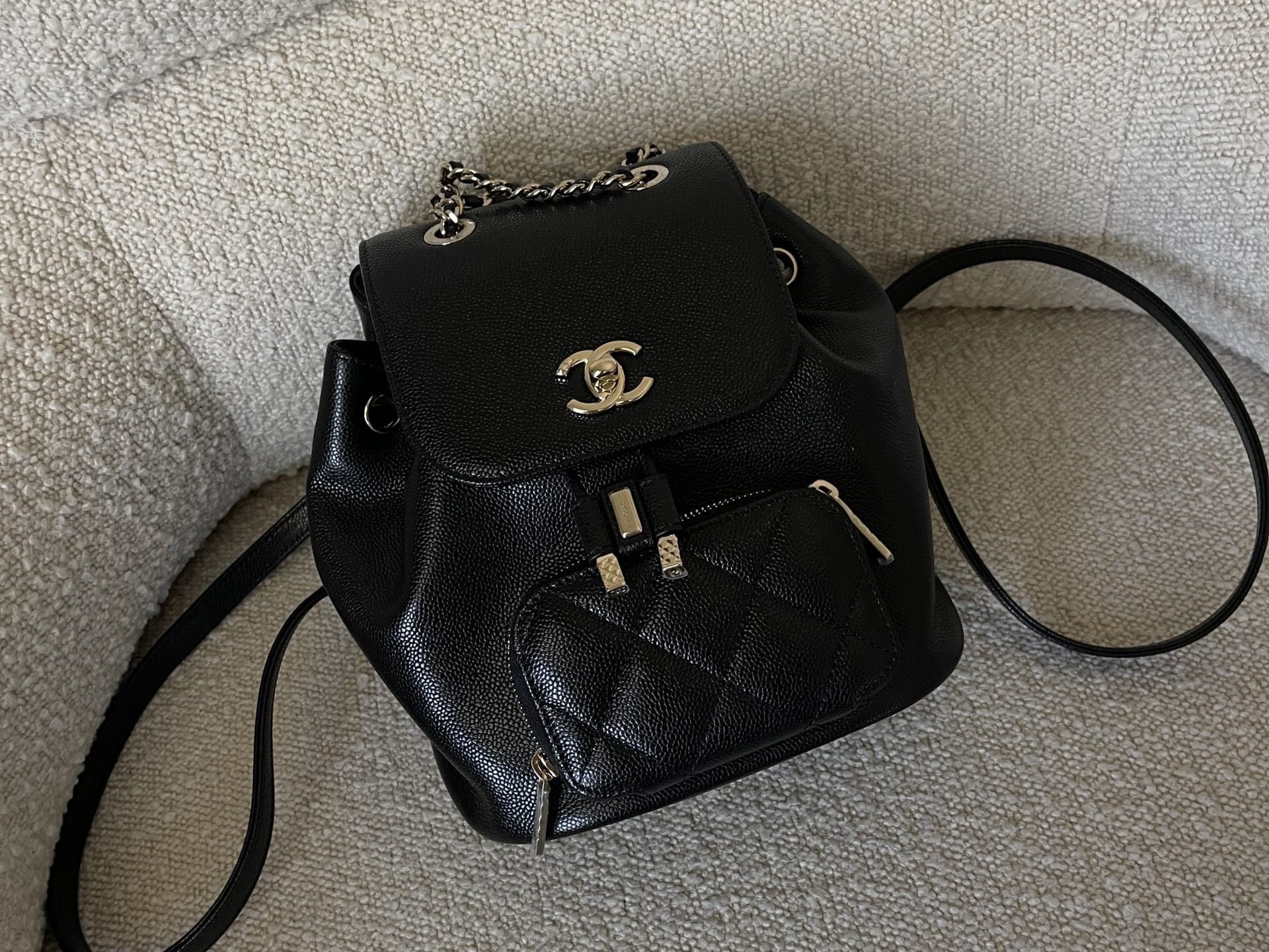 CHANEL Backpack 22B Black Caviar Backpack Small (Updated Size) LGHW - Redeluxe