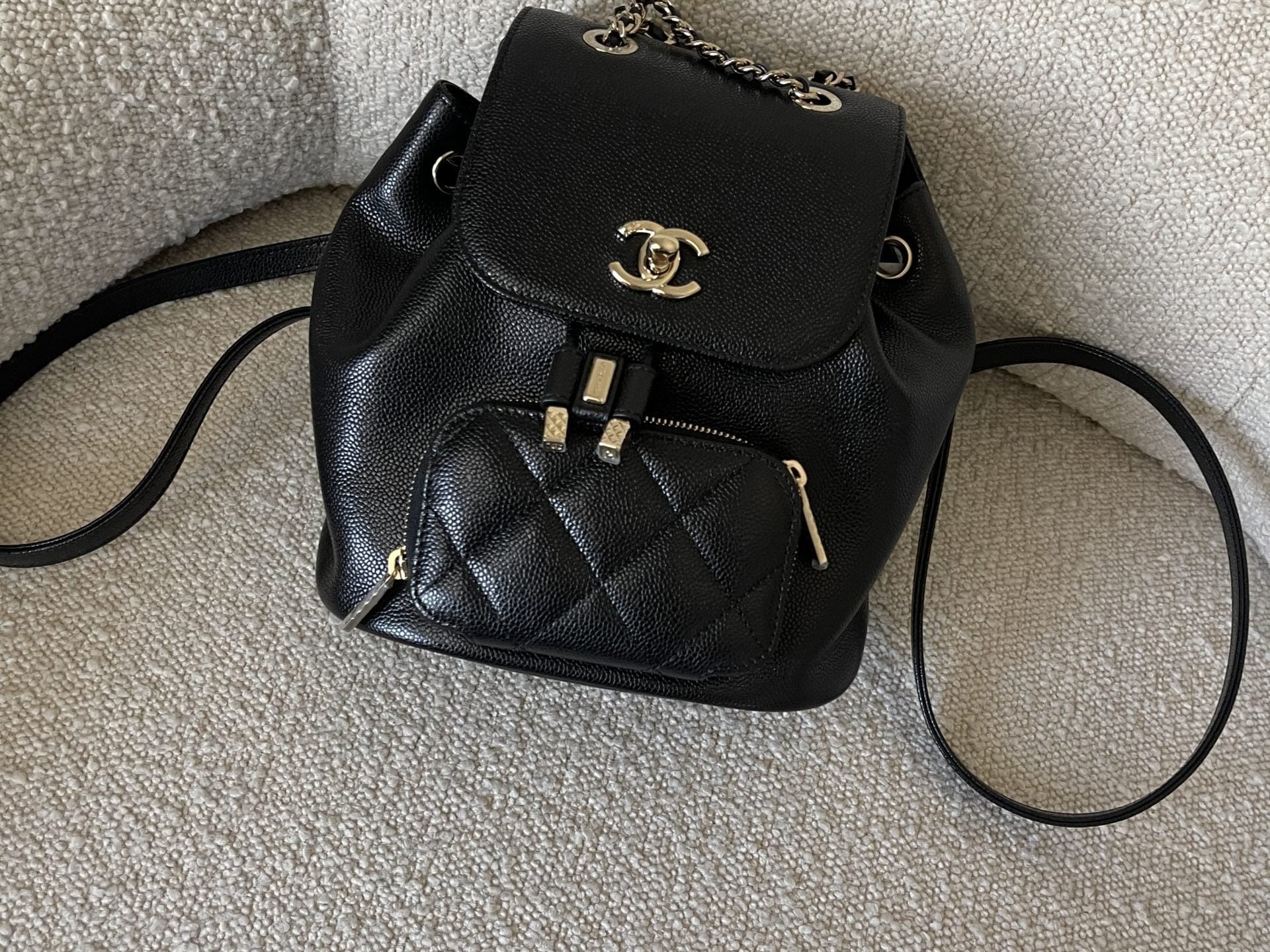 CHANEL Backpack 22B Black Caviar Backpack Small (Updated Size) LGHW - Redeluxe
