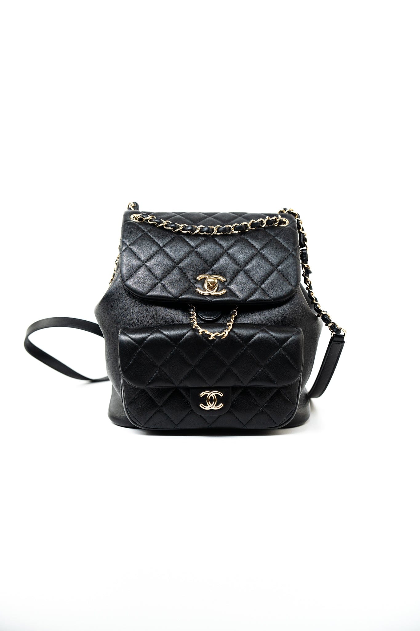 chanel black quilted leather large backpack Duma Backpack Large Black Lambskin Quilted – REDELUXE