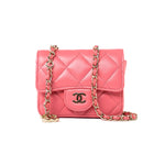 CHANEL Belt Bag 21C Coral/Pink Lambskin Quilted O Belt Bag Light Gold Hardware - Redeluxe
