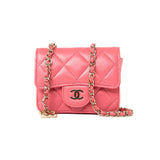 CHANEL Belt Bag 21C Coral/Pink Lambskin Quilted O Belt Bag Light Gold Hardware - Redeluxe
