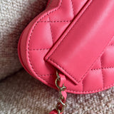 CHANEL Belt Bag 22S CC In Love Heart Zipped Pink Lambskin Quilted Belt Bag LGHW - Redeluxe