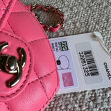 CHANEL Belt Bag 22S CC In Love Heart Zipped Pink Lambskin Quilted Belt Bag LGHW - Redeluxe