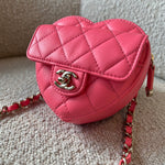 CHANEL Belt Bag 22S CC In Love Heart Zipped Pink Lambskin Quilted Belt Bag LGHW - Redeluxe