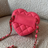 CHANEL Belt Bag 22S CC In Love Heart Zipped Pink Lambskin Quilted Belt Bag LGHW - Redeluxe