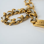 CHANEL Belt Gold Vintage White / Gold Coco Mark Chain Belt - Redeluxe