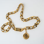 CHANEL Belt Gold Vintage White / Gold Coco Mark Chain Belt - Redeluxe