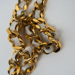CHANEL Belt Gold Vintage White / Gold Coco Mark Chain Belt - Redeluxe