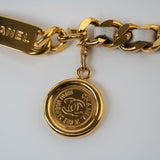CHANEL Belt Gold Vintage White / Gold Coco Mark Chain Belt - Redeluxe