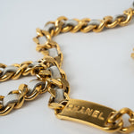 CHANEL Belt Gold Vintage White / Gold Coco Mark Chain Belt - Redeluxe