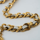 CHANEL Belt Gold Vintage White / Gold Coco Mark Chain Belt - Redeluxe