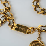 CHANEL Belt Gold Vintage White / Gold Coco Mark Chain Belt - Redeluxe