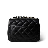CHANEL Black 21P Black Lambskin Quilted Mini Square Flap Light Gold Hardware - Redeluxe