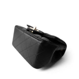 CHANEL Black 21P Black Lambskin Quilted Mini Square Flap Light Gold Hardware - Redeluxe