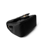 CHANEL Black 21P Black Lambskin Quilted Mini Square Flap Light Gold Hardware - Redeluxe