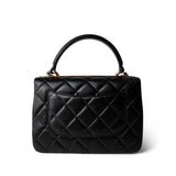 CHANEL Black 22C Black Lambskin Quilted Trendy CC Flap Small Rose Gold Hardware - Redeluxe