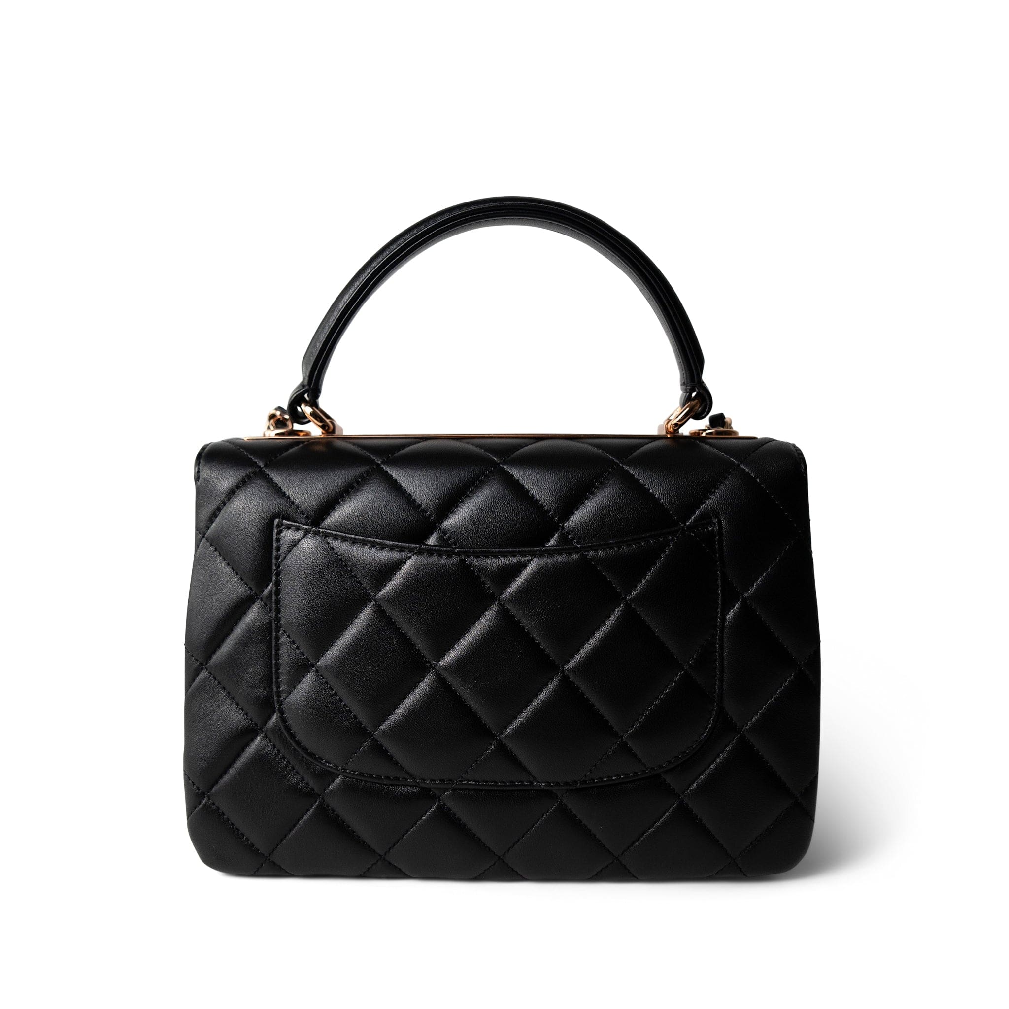 CHANEL Black 22C Black Lambskin Quilted Trendy CC Flap Small Rose Gold Hardware - Redeluxe