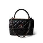 CHANEL Black 22C Black Lambskin Quilted Trendy CC Flap Small Rose Gold Hardware - Redeluxe
