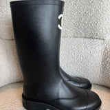 CHANEL Boots 22A Caoutchouk CC High Boots Black - Redeluxe