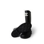 CHANEL Boots Black 22A Black Caoutchouk CC High Boots 38 / 8 US - Redeluxe
